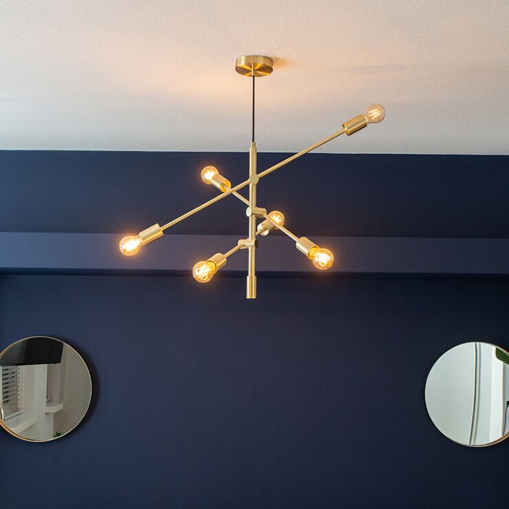 Art deco hanging lamp matt brass 6 lights - Image 3